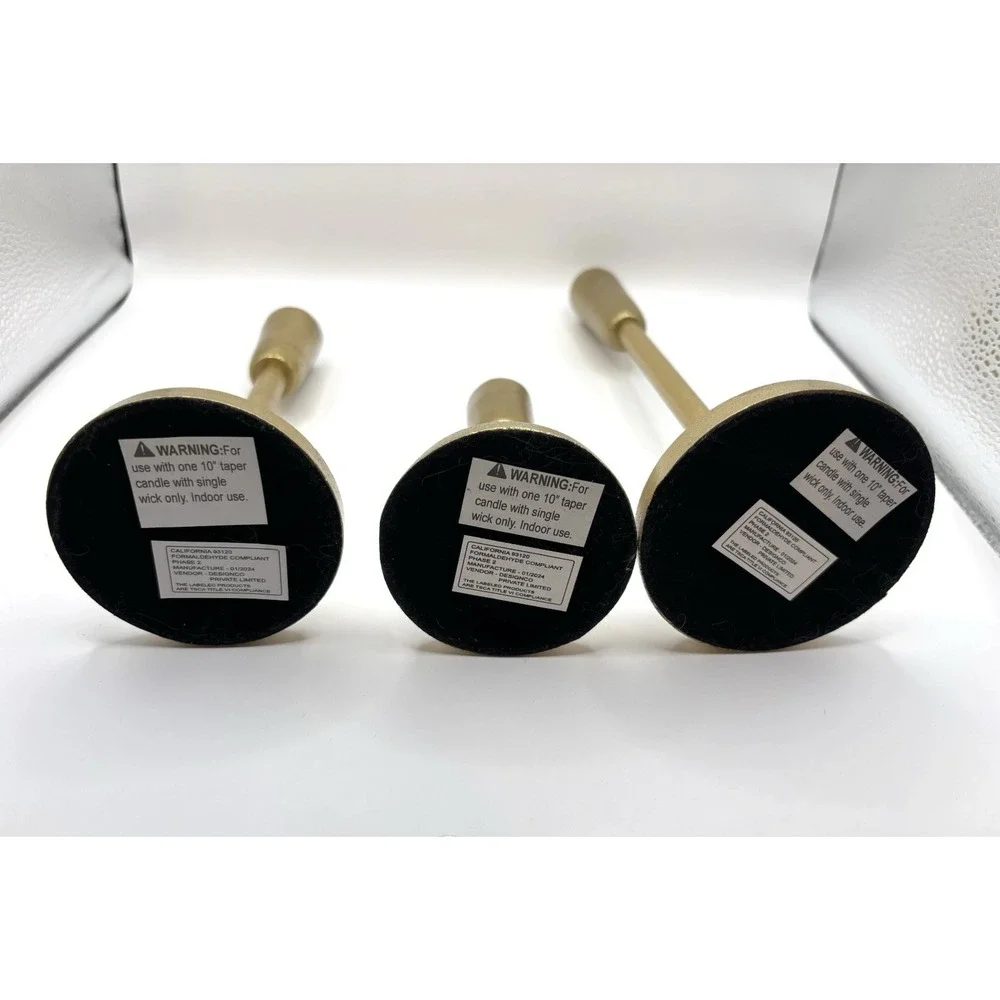 Threshold Aluminum Taper Holders Gold tone Candlestick Trio